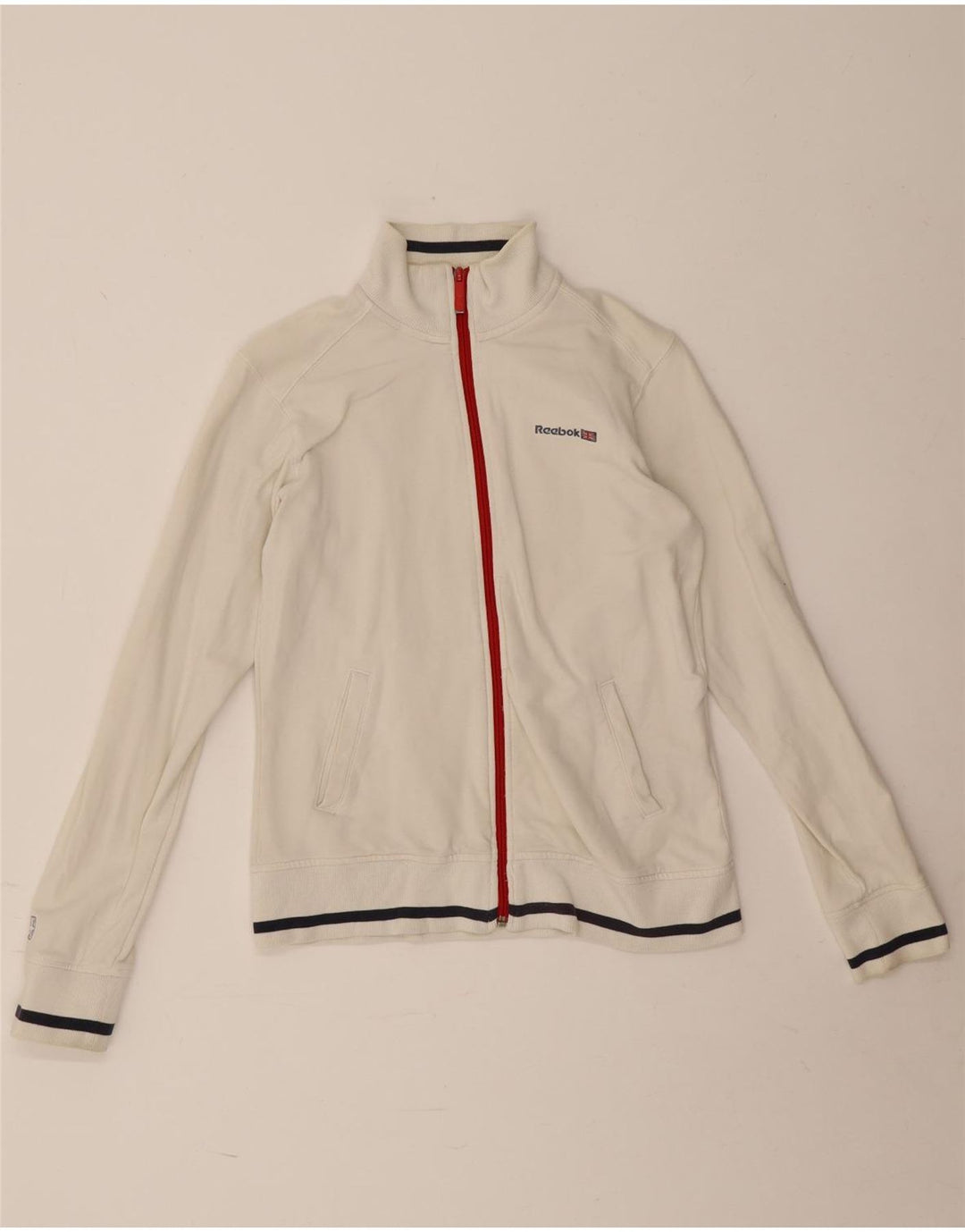Giacca da tuta da donna Reebok UK 12 Medium White Cotton