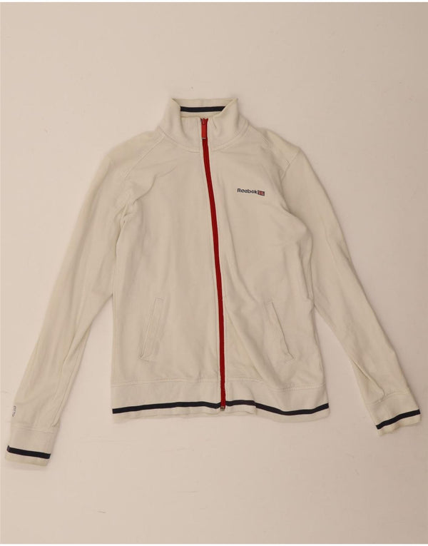 Giacca da tuta da donna Reebok UK 12 Medium White Cotton