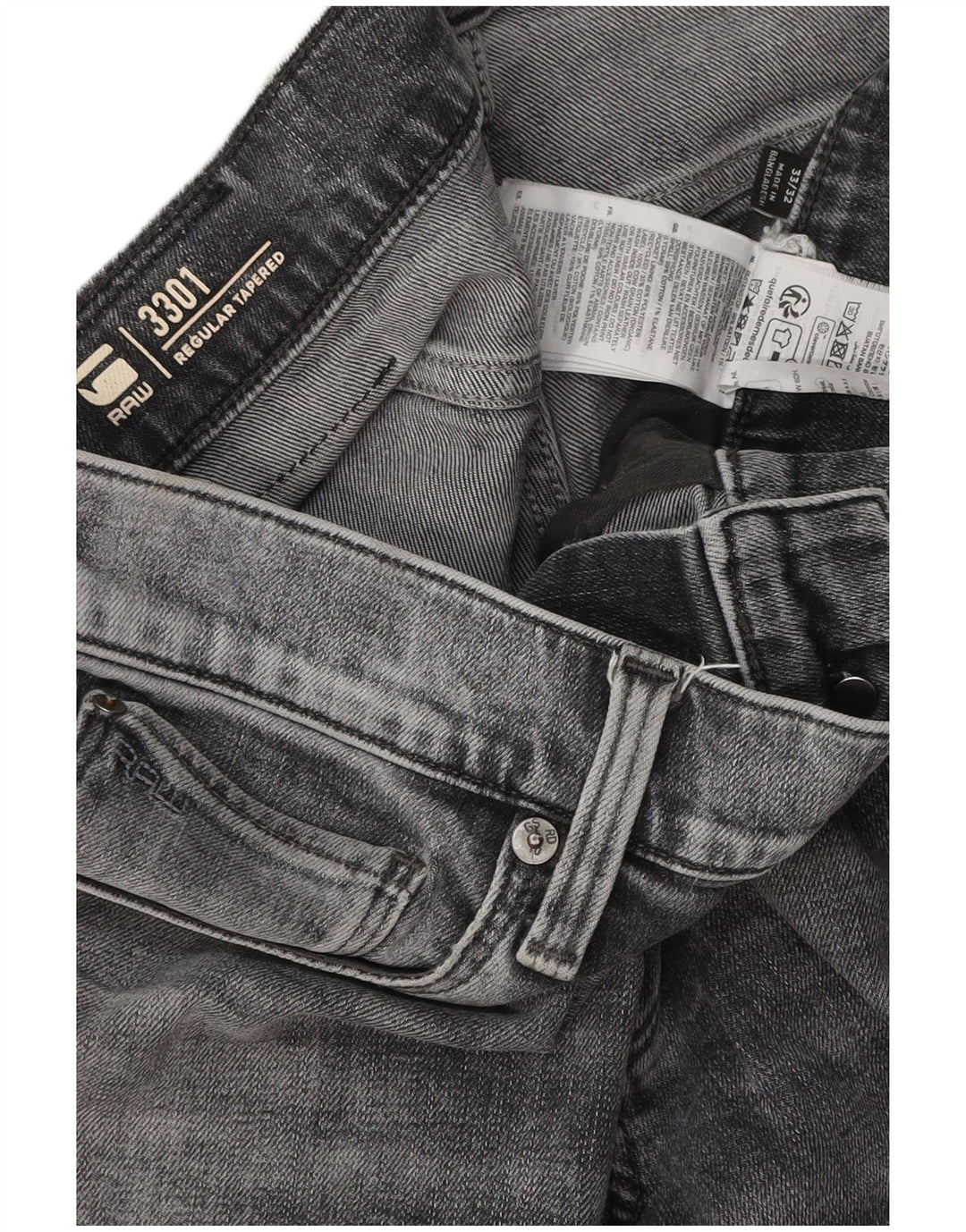 Jeans G-STAR da uomo 3301 regolari affusolati W33 L32 cotone grigio