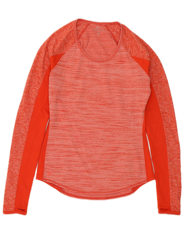 ATHLETA Top da donna a maniche lunghe UK 6 XS Poliestere chiazzato rosso