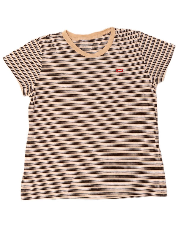 T-shirt da donna LEVI'S UK 16 cotone a righe grandi beige