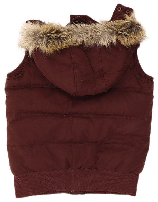 Gilet imbottito con cappuccio da donna Fat Face UK 10 piccolo poliestere bordeaux