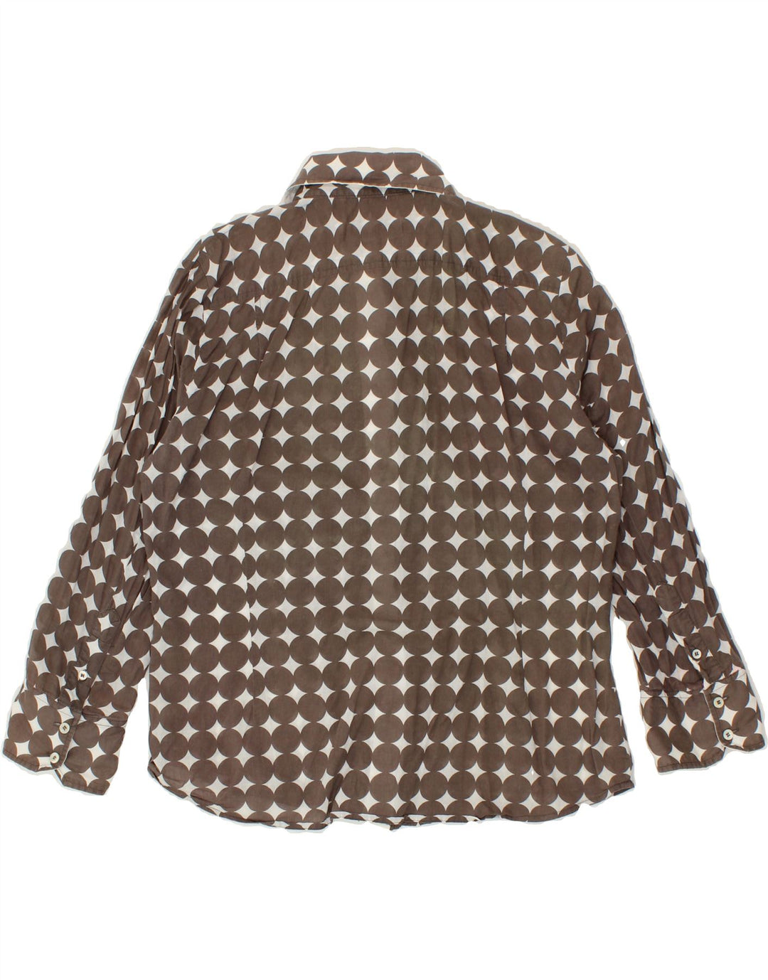 HENRY COTTONS Womens Ruffle Front Shirt IT 48 XL Brown Polka Dot Vintage Henry Cottons and Second-Hand Henry Cottons from Messina Hembry 