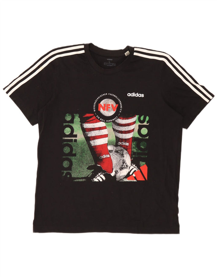 T-shirt grafica da uomo Adidas Top grande in cotone nero