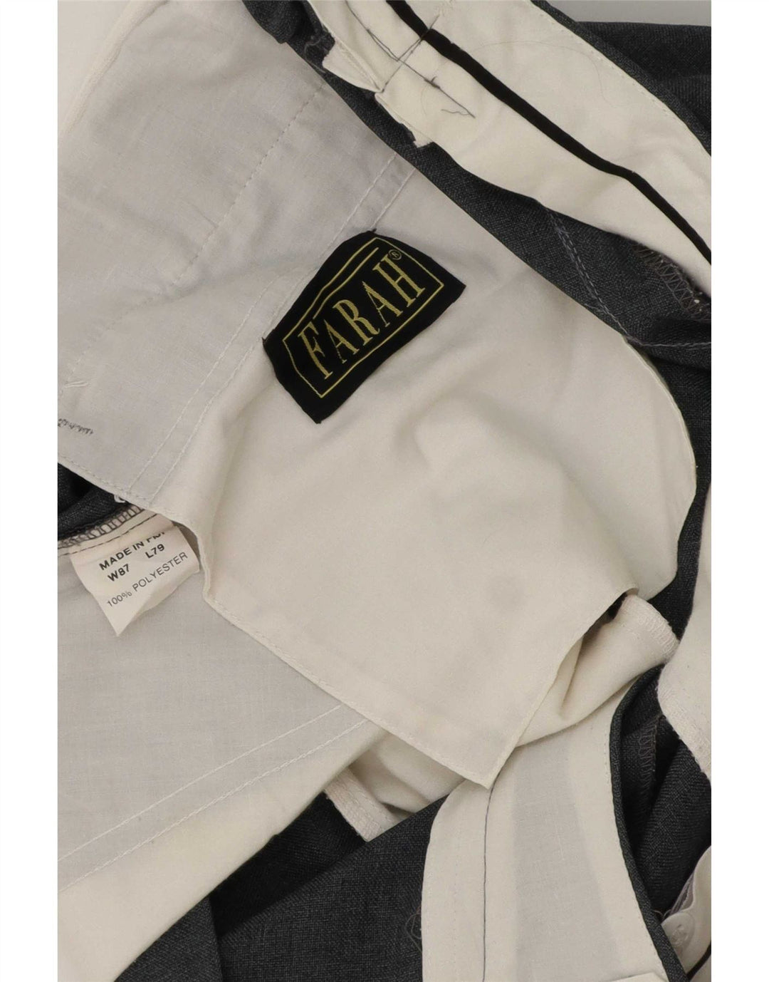 Pantaloni da completo da uomo a gamba larga Farah W32 L26 poliestere grigio