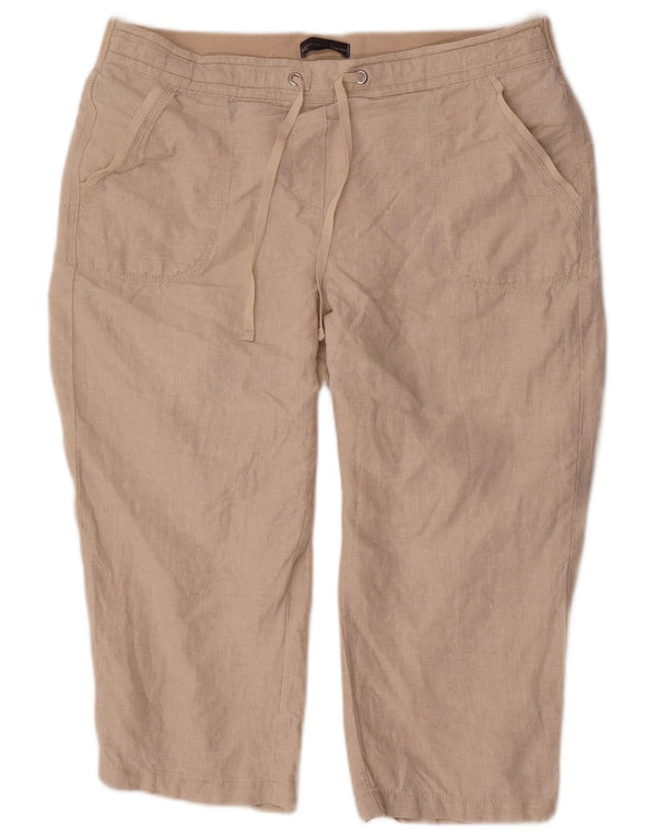 Pantaloni Capri da donna Marks & Spencer UK 18 XL W38 L22 Lino beige