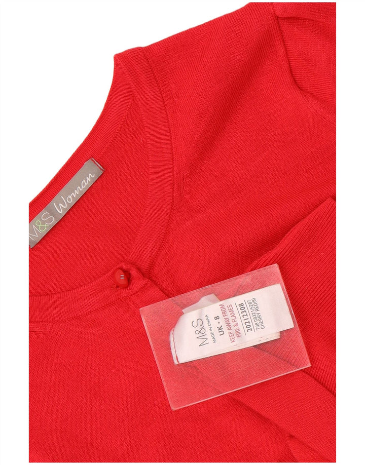 Maglione cardigan da donna Marks & Spencer UK 8 piccolo viscosa rossa