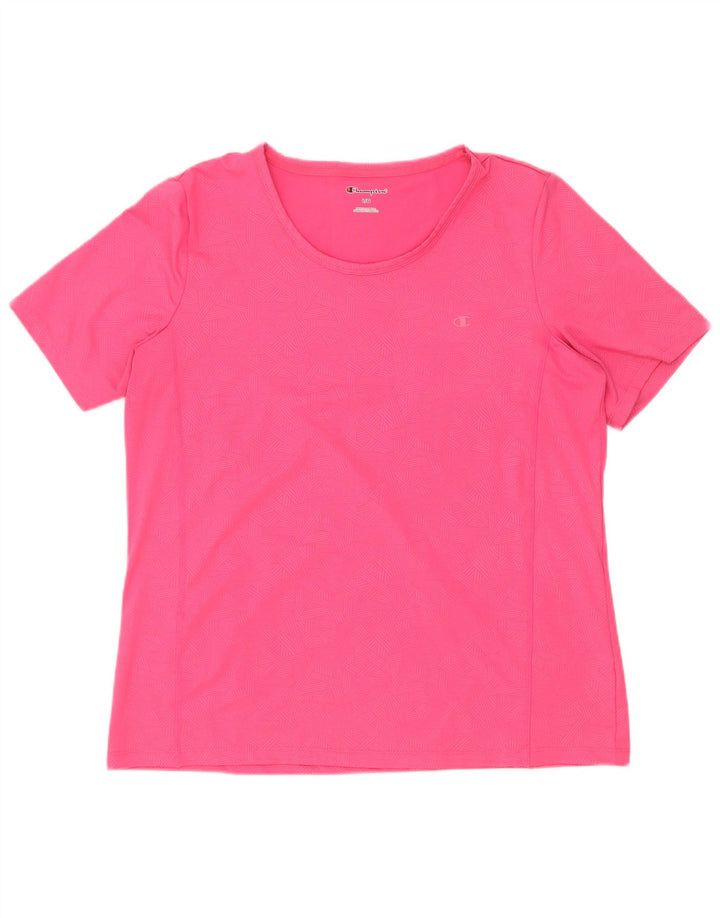 T-shirt da donna Champion Top UK 16 grande poliestere geometrico rosa