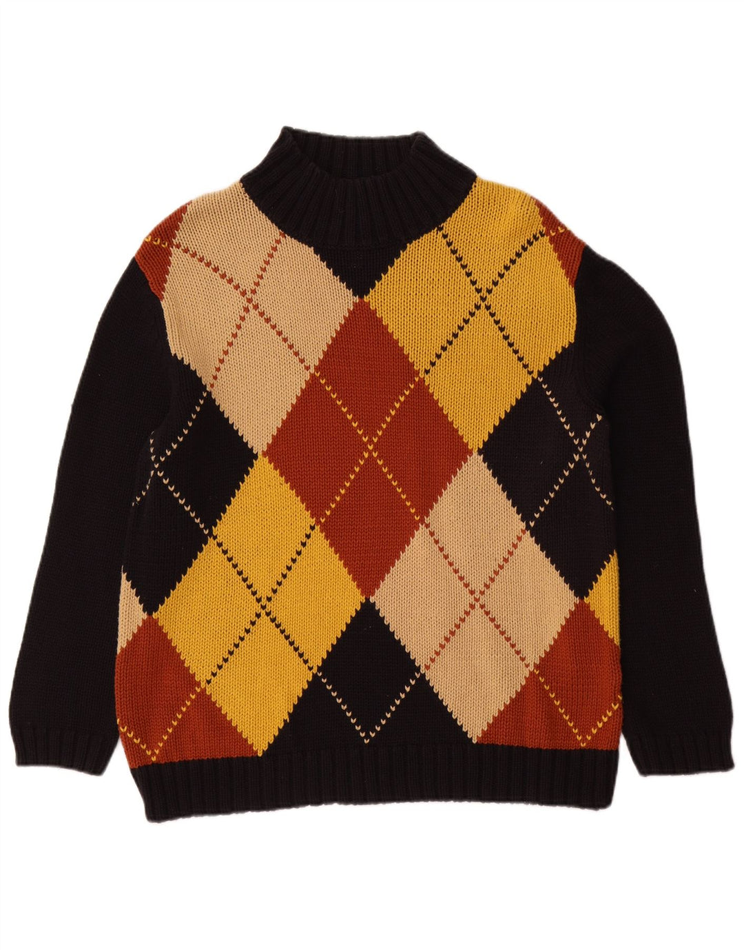 Maglione maglione a collo alto da donna Alba Moda UK 20 2XL Nero Argyle/Diamante