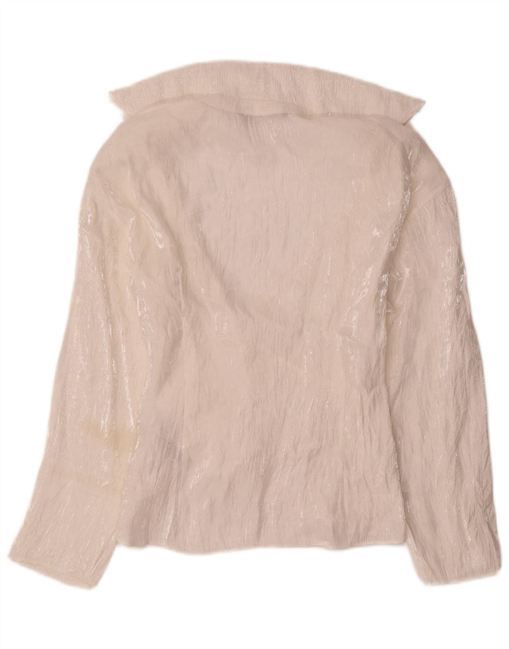 Top Zara a maniche lunghe da donna, UK 12, viscosa bianca media