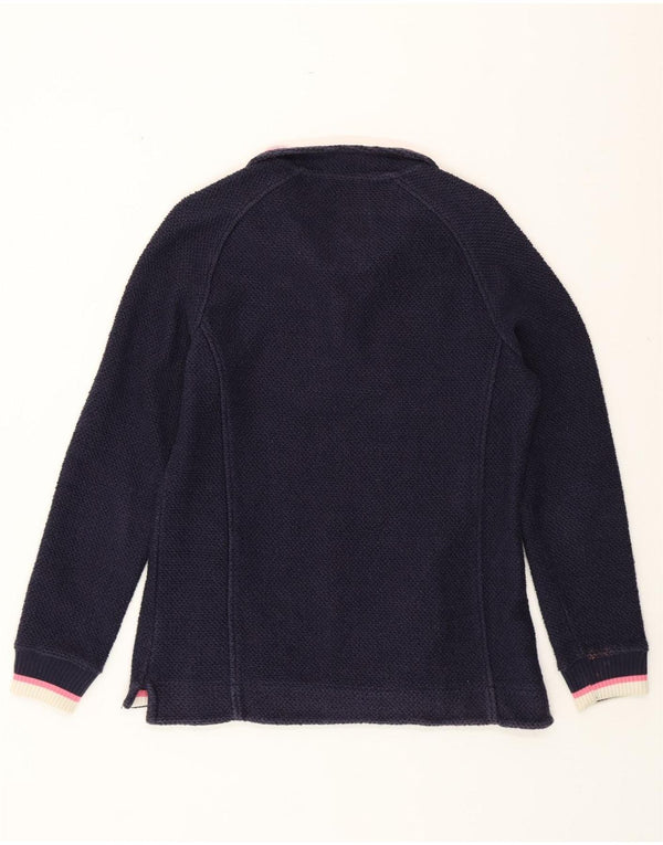 WEIRD FISH Felpa da donna con collo con zip Maglione UK 12 Medio cotone blu navy