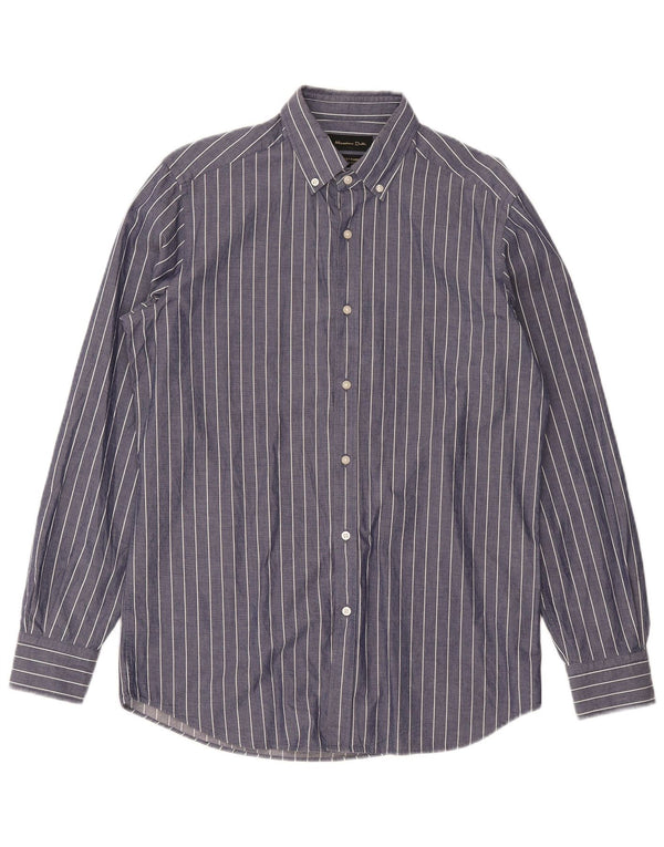 Camicia da uomo vestibilità regolare Massimo Dutti in cotone a righe blu navy medio
