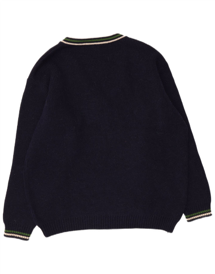 Maglione da uomo con scollo a V S. Moritz XL in acrilico blu navy