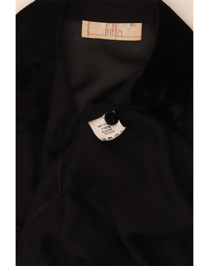 Camicetta camicia vintage da donna IT 46 grande poliestere a righe nere