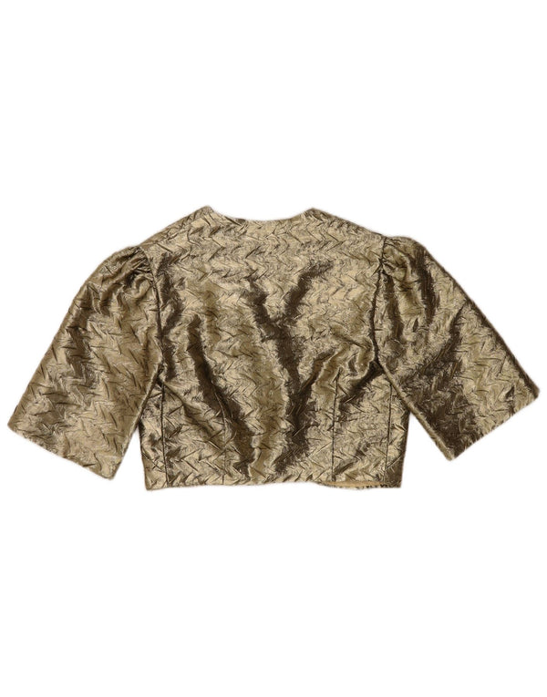 Giacca Bolero aperto da donna VINTAGE US 10 Large Gold Chevron