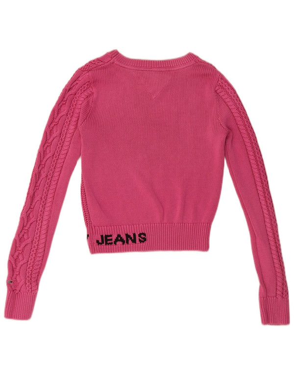 Maglione maglione con scollo a barca corto da donna Tommy Hilfiger UK 10 piccolo rosa
