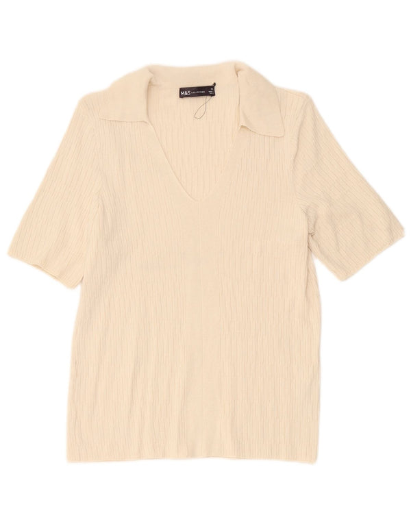 Polo da donna Marks & Spencer UK 6 XS Off White Viscosa