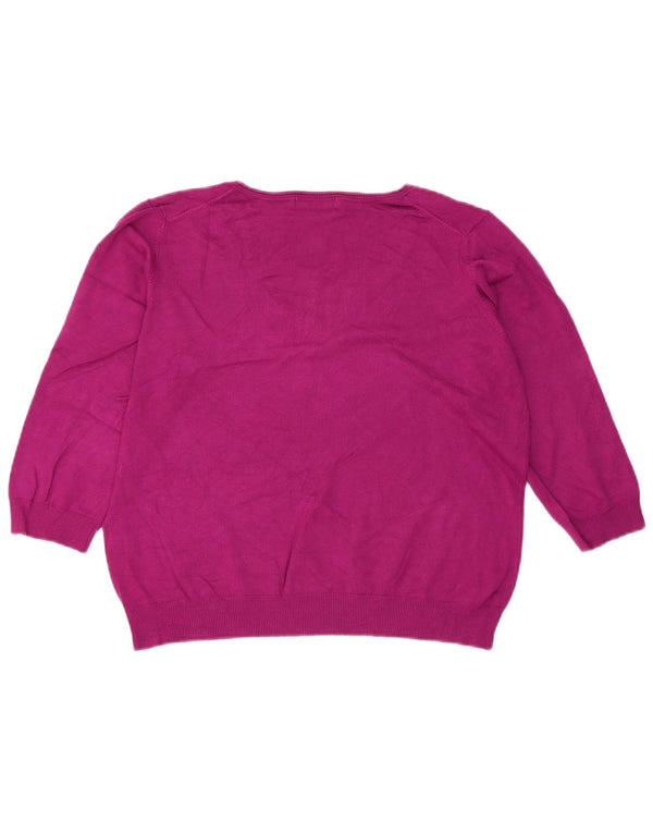 Maglione corto con scollo a V da donna Marks & Spencer UK 20 2XL Rosa