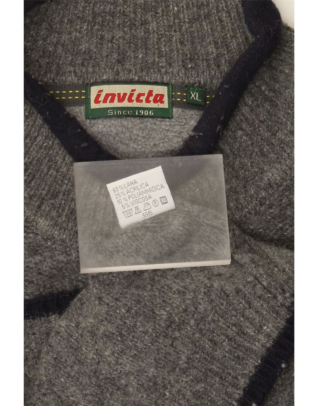 Maglione maglione collo alto da uomo Invicta XL in lana grigia