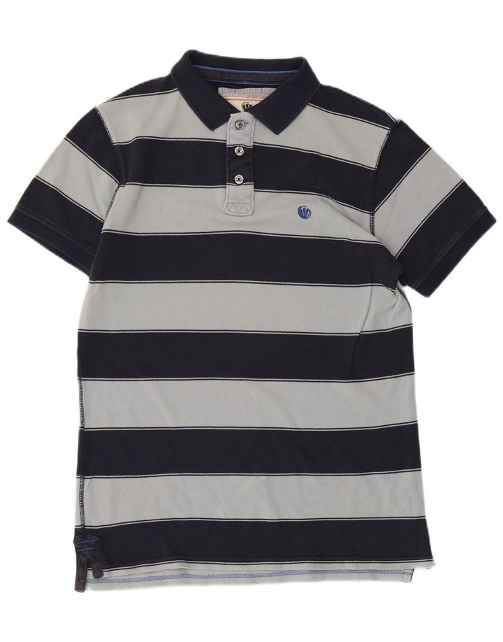 Polo da uomo FAT FACE in cotone a righe medie blu navy