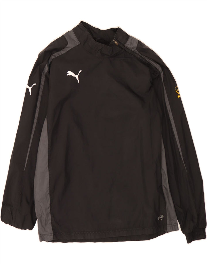 PUMA Mens Zip Neck Pullover Tracksuit Top Medium Black Colourblock Vintage Puma and Second-Hand Puma from Messina Hembry 