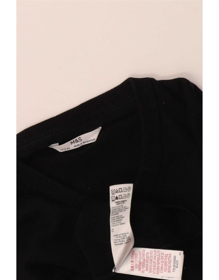 Maglione Marks & Spencer da bambino con scollo a V 13-14 anni in cotone nero