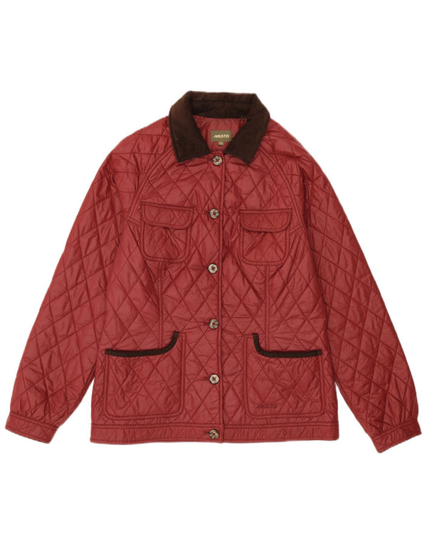 MUSTO Womens Quilted Jacket UK 14 Medium  Burgundy Colourblock Nylon