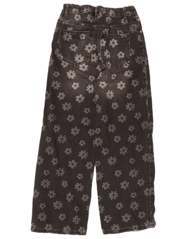 Jeans Marks & Spencer a gamba larga per ragazze 12-13 anni W24 L26 Nero floreale