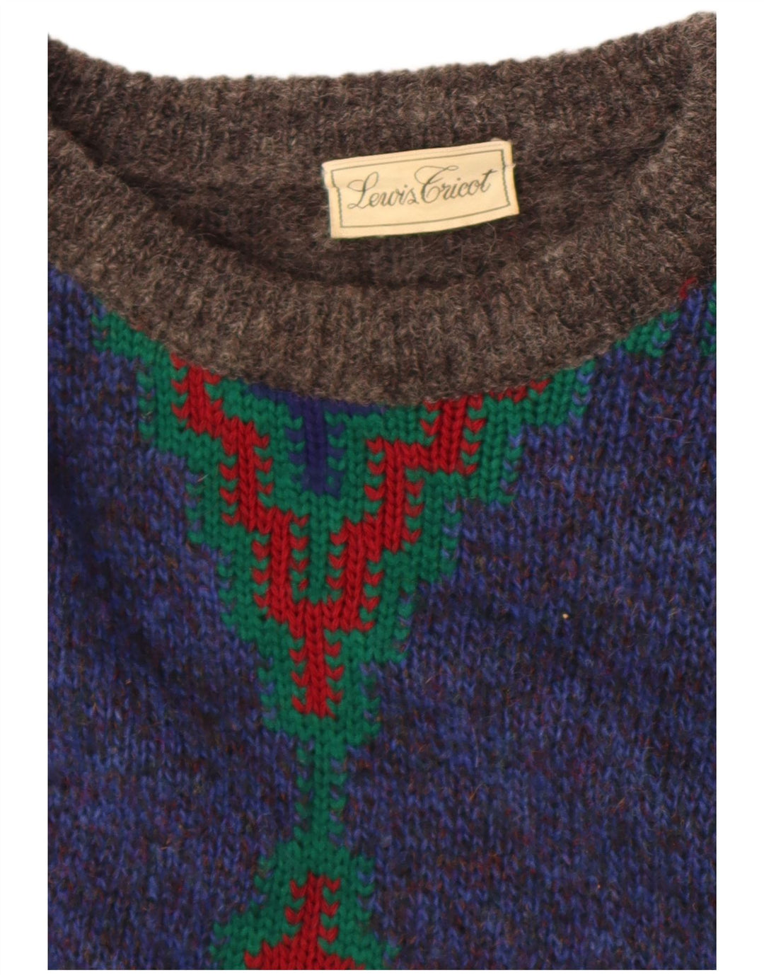Maglione maglione girocollo da uomo vintage grigio medio a rombi/diamante