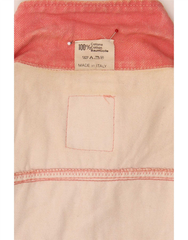 Giacca di jeans grafica vintage da donna con orsacchiotto IT 42 cotone rosa medio