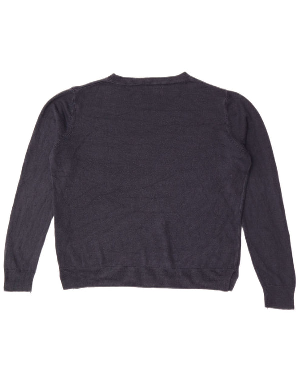 Marks & Spencer Womens Boat Neck Jumper Sweater UK 16 Large Navy Blue