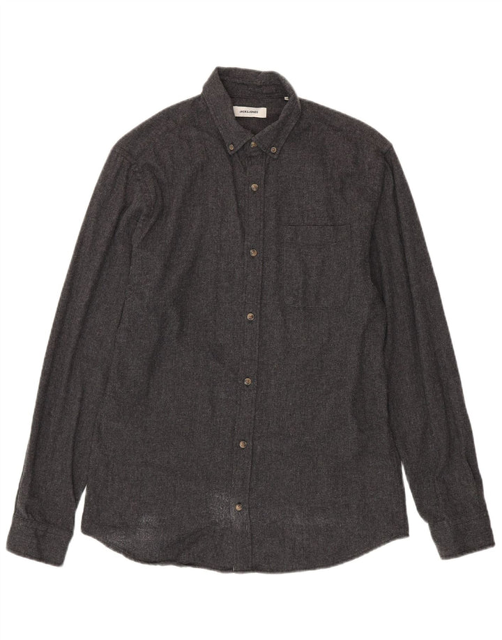 Camicia da uomo Jack & Jones in cotone grigio medio
