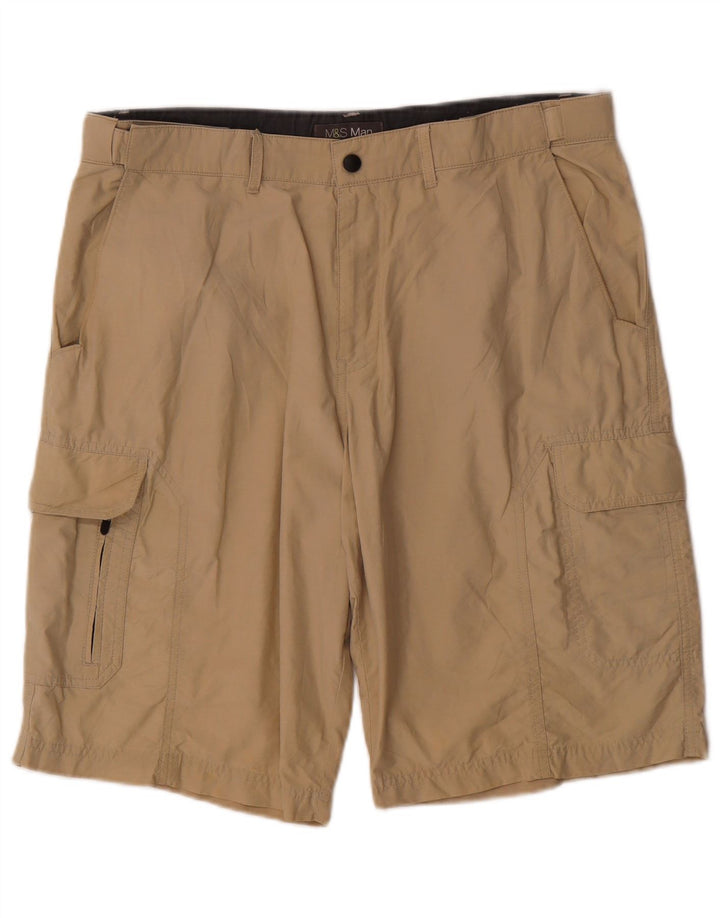 Pantaloncini cargo da uomo Marks & Spencer W36 grandi in cotone beige