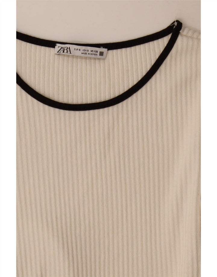 Top Zara da donna a maniche lunghe UK 8 Small bianco