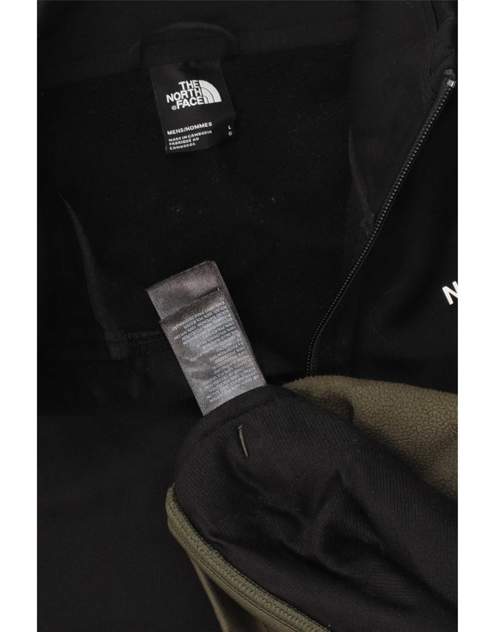 Felpa da uomo con collo con zip The North Face, maglione grande color kaki