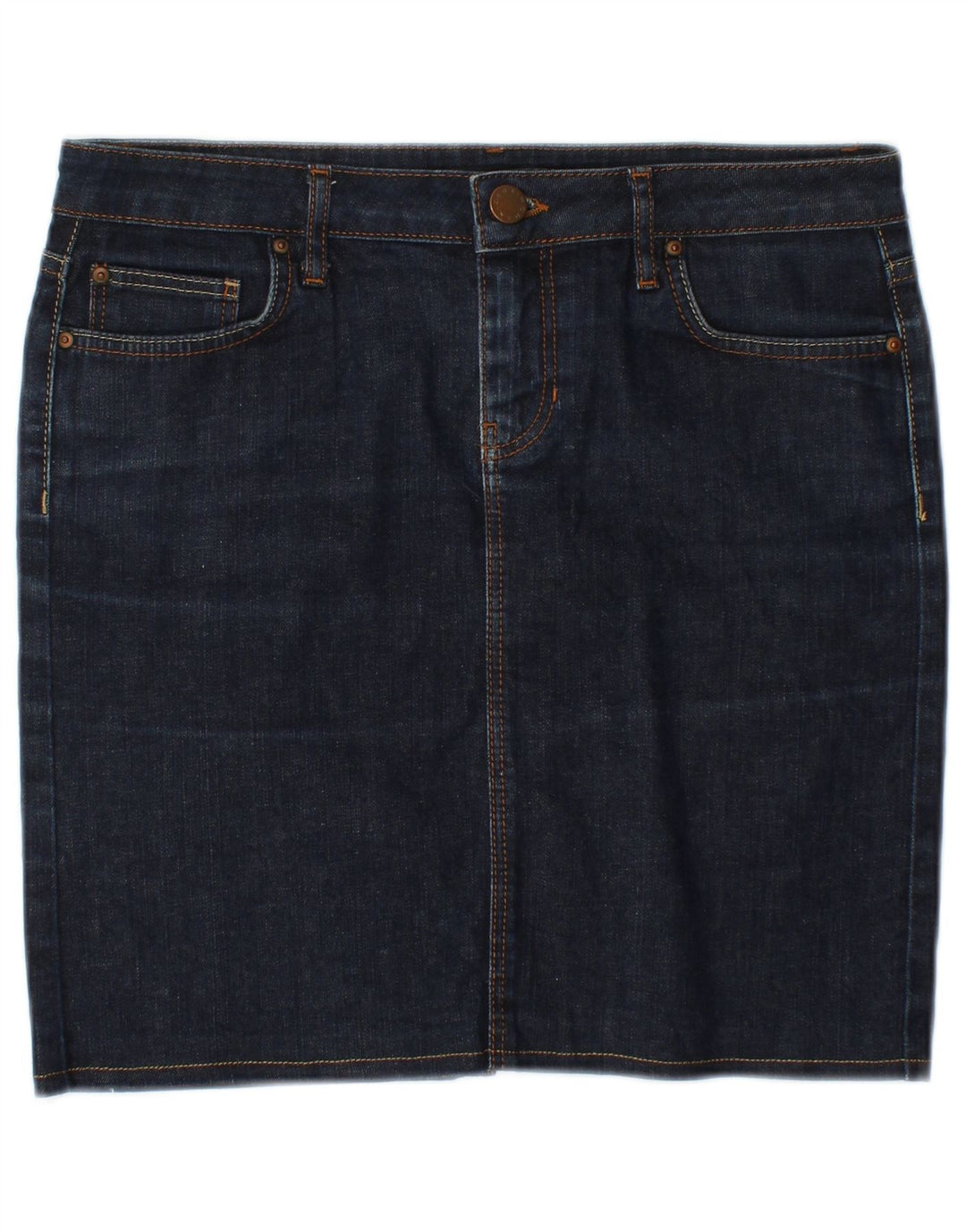 Gonna in denim da donna ZARA EU 38 piccola W28 blu navy