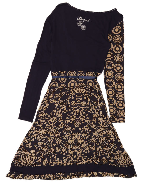 DESIGUAL Abito da donna a linea A con grafica UK 12 Medio Blu navy floreale