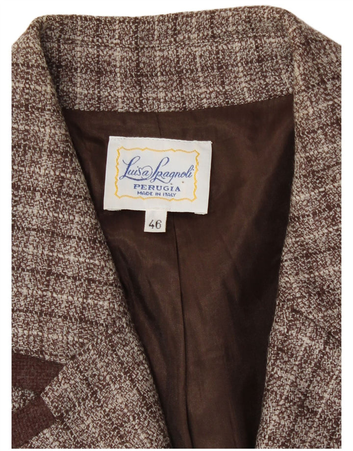 Giacca Blazer a 4 Bottoni da Donna Luisa Spagnoli IT 46 Large Brown Check