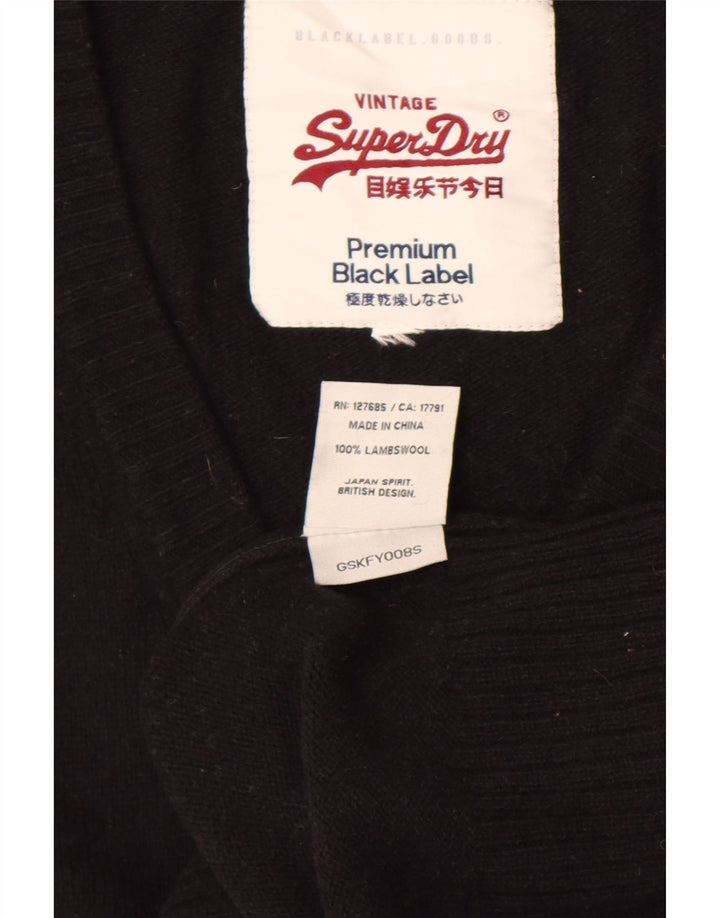 Maglione da donna con scollo a V Superdry UK 12 lana nera media
