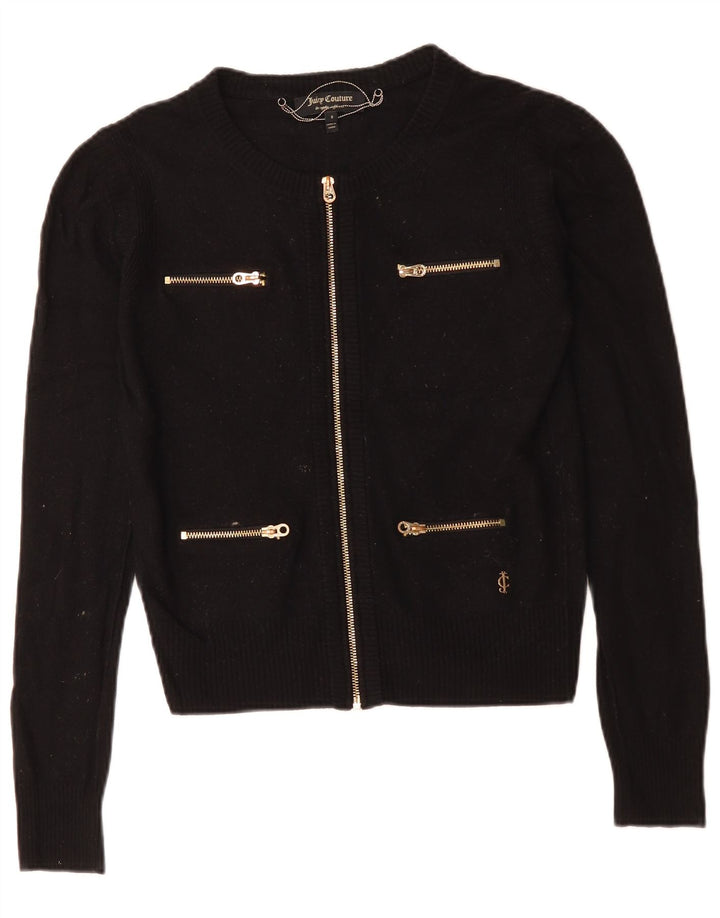 Maglione cardigan corto da donna Juicy Couture UK 10 piccolo lana nera