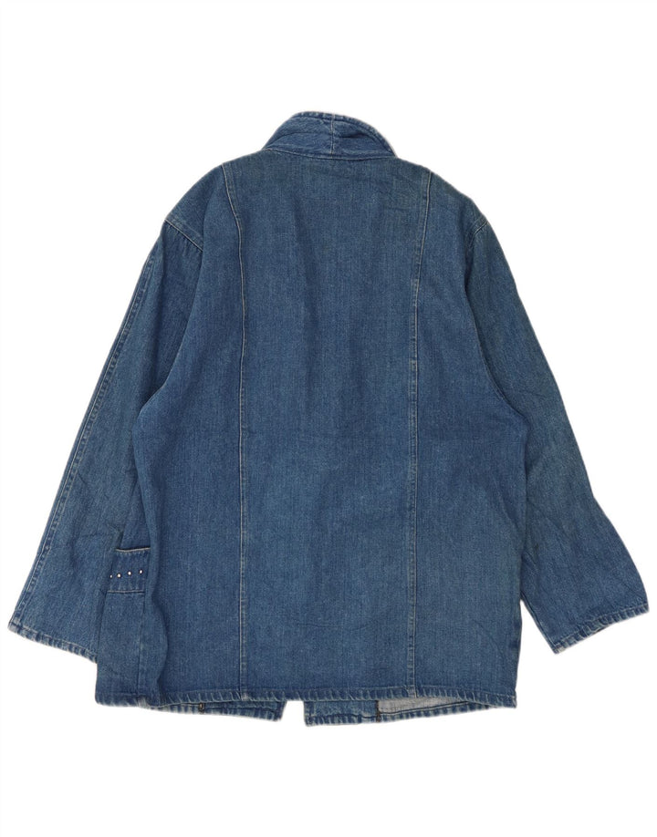 Giacca blazer da donna a 1 bottone in denim VINTAGE UK 16 grande blu