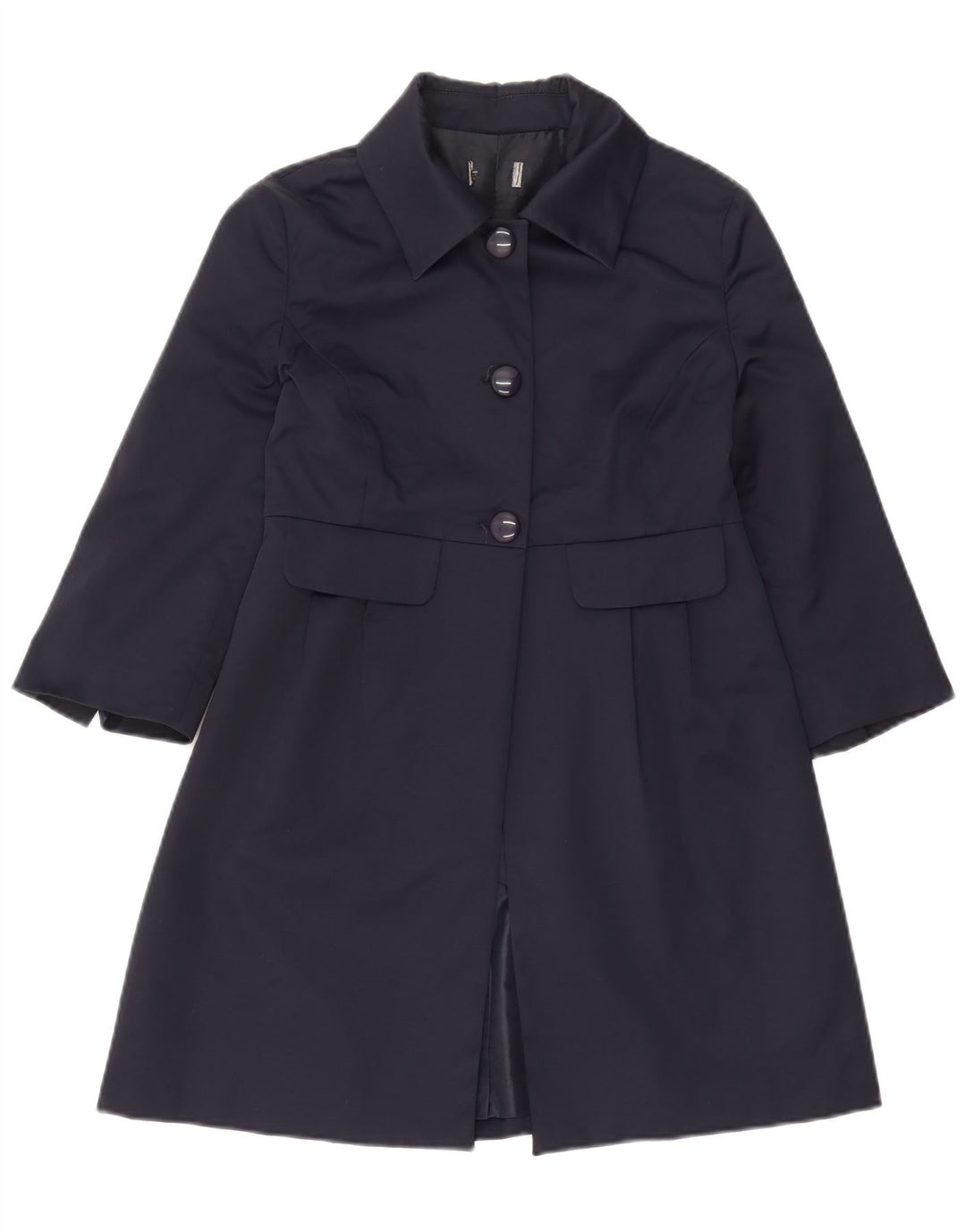 OLTRE Cappotto da donna con maniche a 3/4 UK 10 Small Blu Navy Cotone