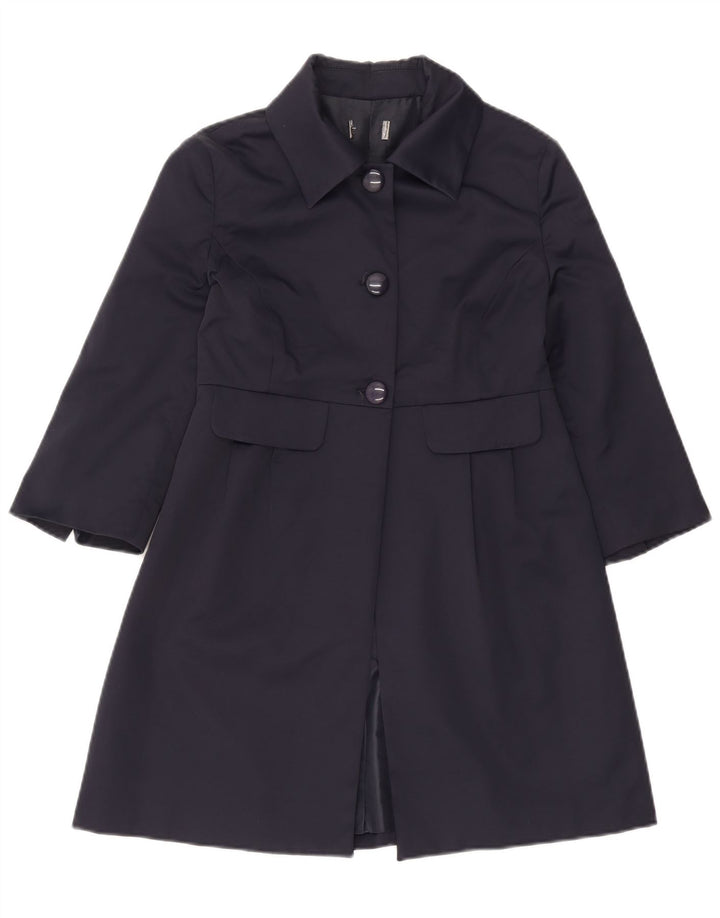 OLTRE Cappotto da donna con maniche a 3/4 UK 10 Small Blu Navy Cotone