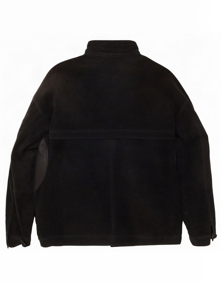 Giacca vintage in pelle scamosciata da uomo UK 42 XL Nera