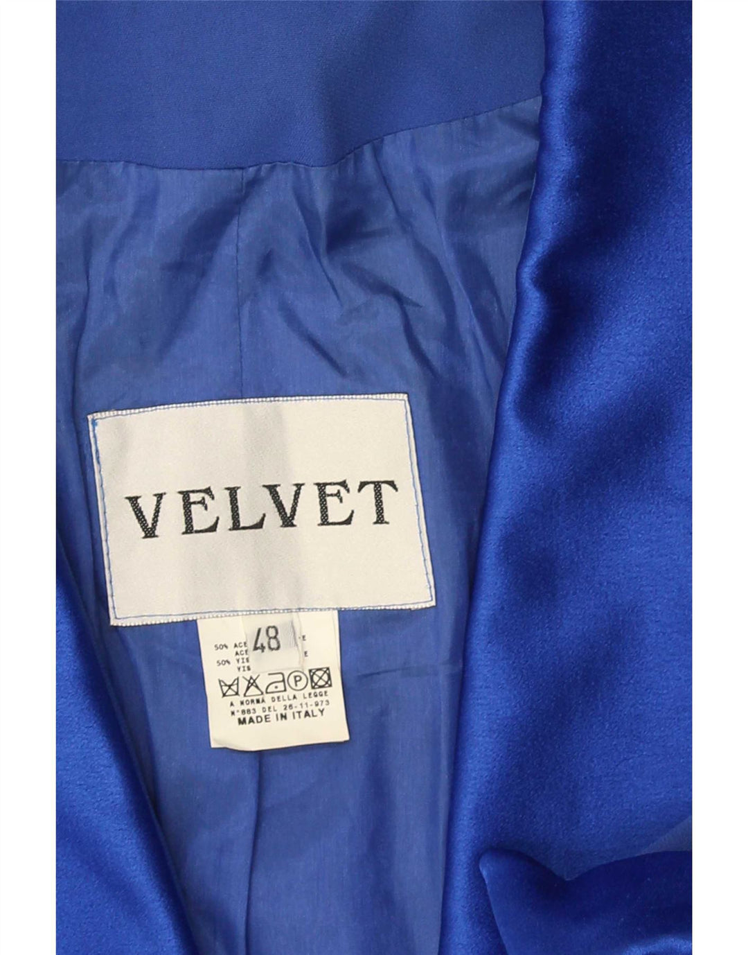 Giacca blazer da donna a maniche corte a 1 bottone in velluto IT 48 XL acetato blu