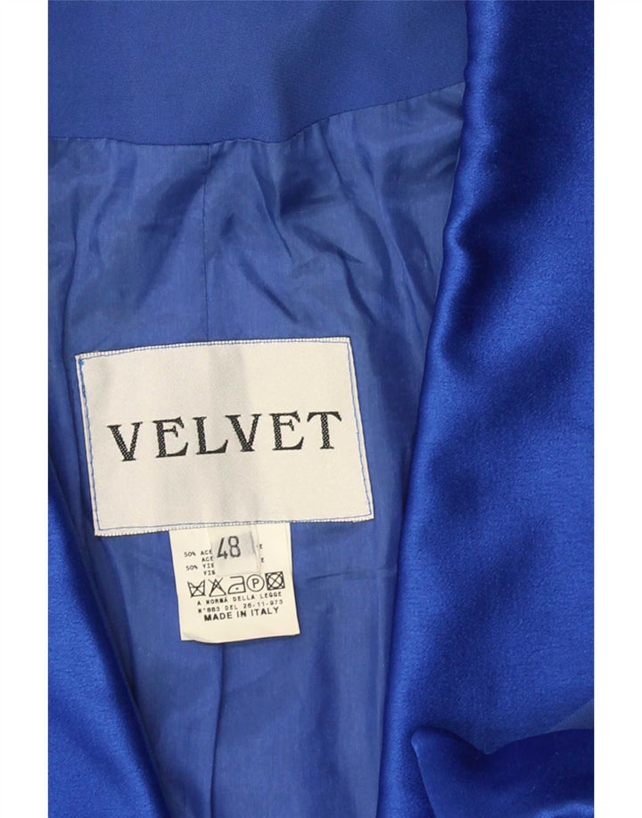 Giacca blazer da donna a maniche corte a 1 bottone in velluto IT 48 XL acetato blu