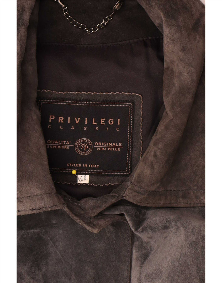 Soprabito Donna Pelle Scamosciata Privilegi IT 46 Large Pelle Grigia