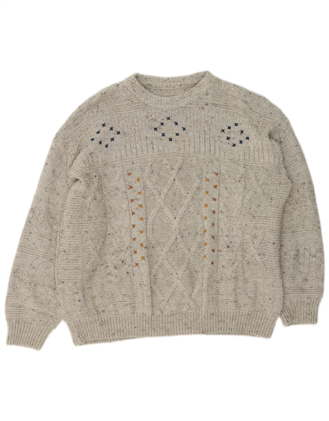 Maglione maglione girocollo vintage da uomo grande grigio