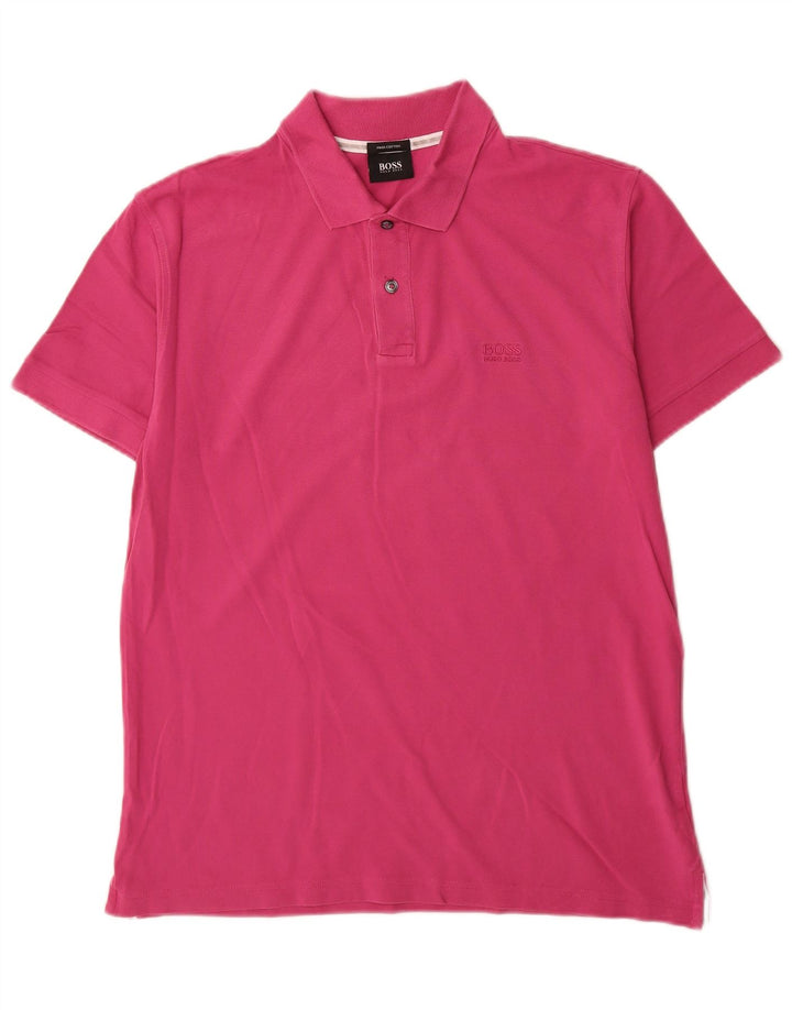 Polo da uomo Hugo Boss grande in cotone rosa
