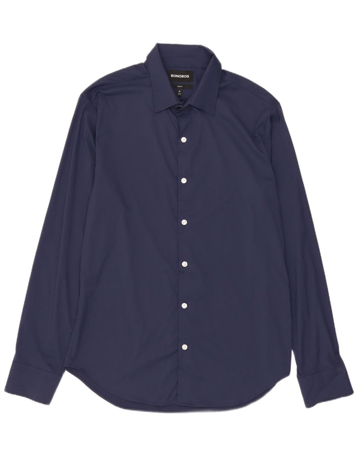 BONOBOS Camicia slim fit da uomo in nylon blu navy medio